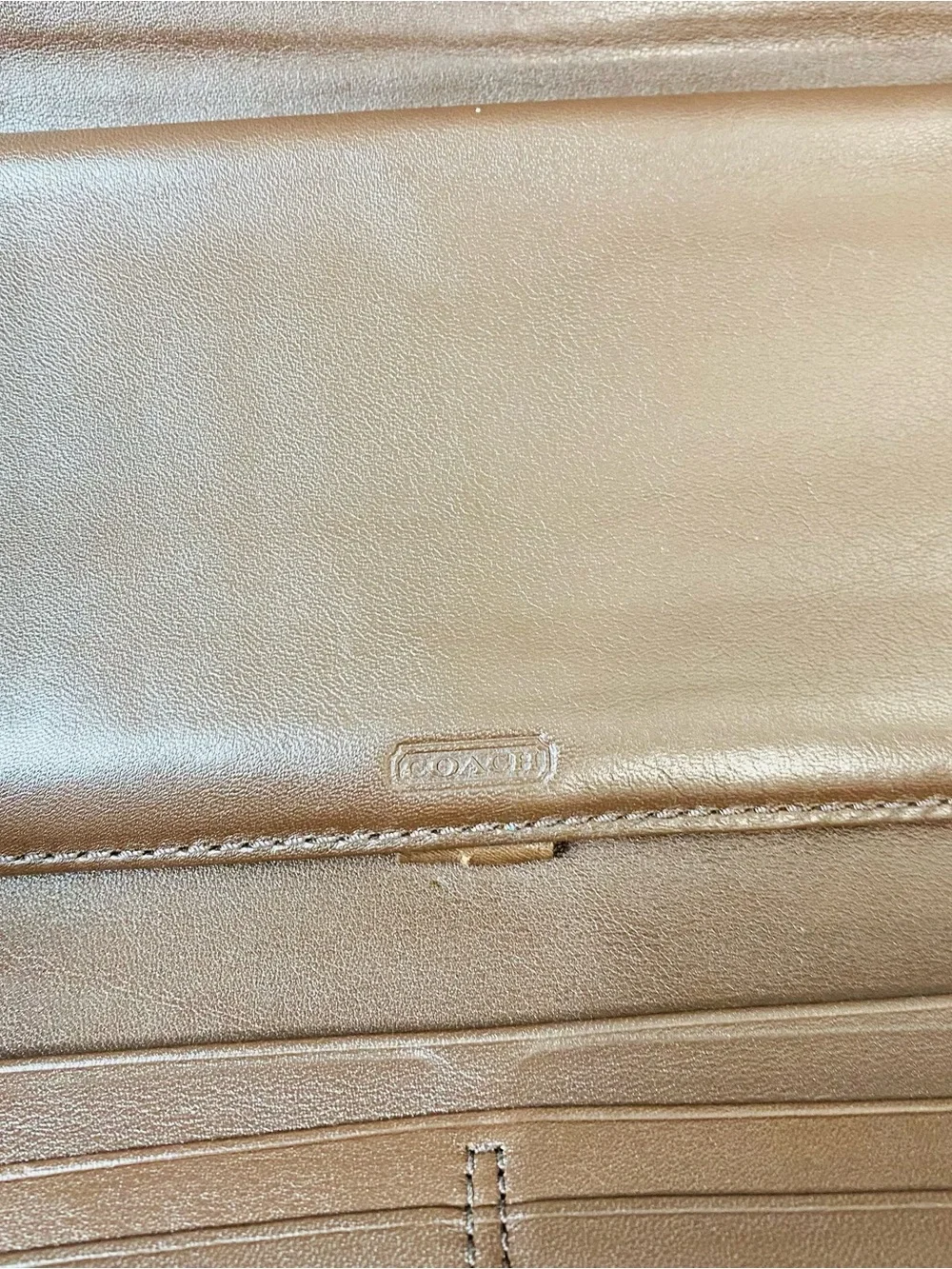 Coach Soho Vintage Brown Leather Pleated Trifold Wallet